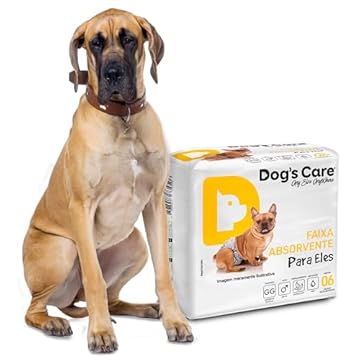 DOG’S CARE Fralda Descartável Para Cães Machos - Fralda Absorvente Para Cachorros Idosos e Filhotes - Tamanho GG - Cintura de 76 a 94cm - 12 Unidades