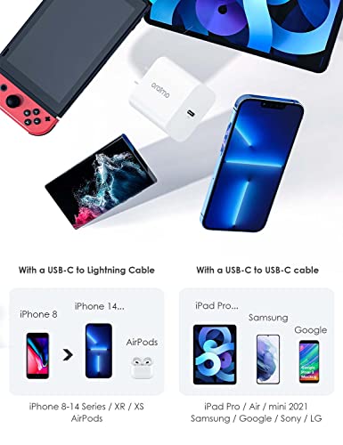 [2-Pack] Usb C Wall Charger, Oraimo Charger Block 20W, Pd Fast Charging Power Adapter Plug For Iphone 14/13/12/11 Pro Max, Mini, Pro Xr, Galaxy, Pixel 4/3, Ipad/Ipad Mini And More (White) #TOP5