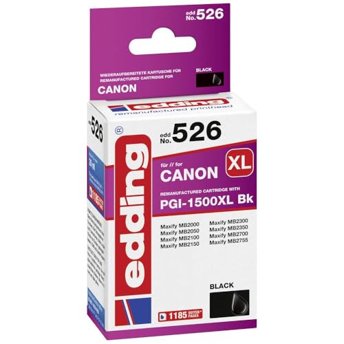 Cartouche edding edd-526 noir alternative Canon PGI-1500XLBK encre imprimante 35 ML