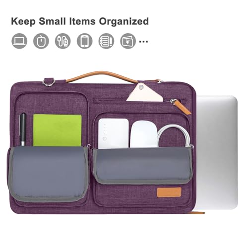 Image of MOSISO 360 Protective Laptop Shoulder Bag,15-15.6 inch Computer Bags Compatible with MacBook Pro 16 inch, HP, Dell, Lenovo, Asus Notebook,Side Open Messenger Bag with 4 Zipper Pockets, Argyle Purple
