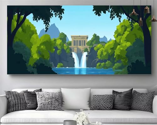 Peinture Diamant Point de Croix Cristal cascade 5D grand canevas 60x120cm