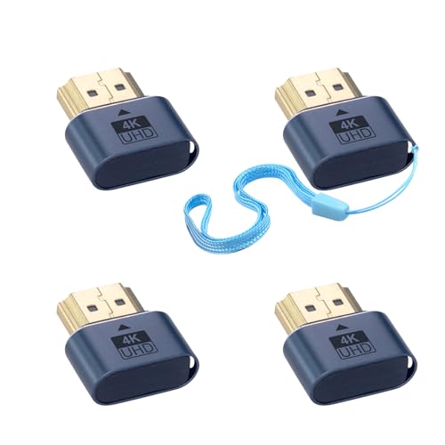 Duttek Lot de 4 prises factices HDMI 4K - Émulateur d'affichage virtuel pour moniteur virtuel, adaptateur d'affichage sans tête pour Windows Mac OSX Linux,...