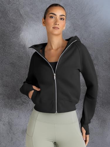 Image of Trendy Queen Womens Zip Up Hoodies Cropped Jackets Fall Clothes 2026