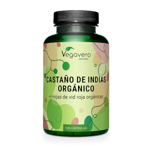Castaño de Indias BIO Vegavero | 800mg | Con Vid Roja | 100% Orgánico | Circulación & Piernas Cansadas | Libre de Aditivos | 120 Cápsulas | Vegano | Aesculus Hippocastanum