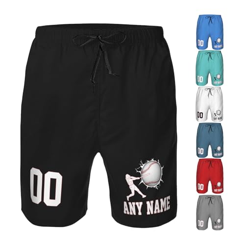 Custom Swim Trunks Men Baseball Personalized Beach Shorts with Name Number Customized Swim Shorts