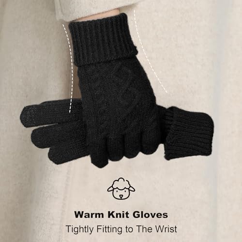 Tavaleu Womens Winter Gloves - Gloves for Women Cold Weather, Warm Touch Screen Fleece Lined Glove, Elastic Cuff Knit Glove - Image 5