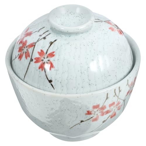 MALUGOGO Olla para Guisar de Cerámica con Tapa Estilo Japonés, Tazón de Sopa Mediano para Horno, Utensilios de Cocina Resistentes para Estofados y Sopas, Vajilla Tradicional para Uso