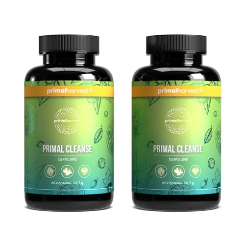 Primal Cleanse Körper Rein – Detox vegano, espirulina en polvo y fórmula probada en Alemania. Apoya la limpieza del cuerpo y el bienestar digestivo. (2 Pack (60 Count))