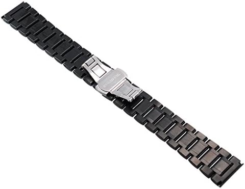 2016 New Fashion 21mm Black Stainless Steel Solid Link Watch Band Strap Bracelet Straight End Band
