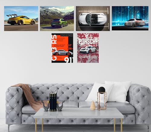 Image of Porsche Poster - Porsche 911 GT3 RS Poster A4 size set of 8 - Car posters for wall - Boys room decorative items - Gifts for car lovers - Bachelor room accessories -