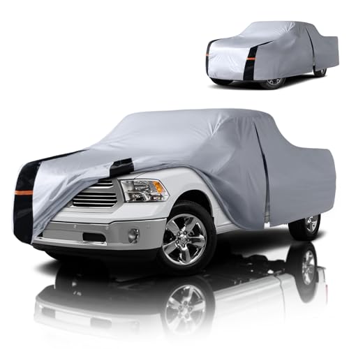 Image of Multi-Layer Dodge Ram 1500 Truck Cover, Custom fit Dodge Ram 1500 2009-2026 Quad Cab SB(6.1') Car Cover Waterproof All Weather, Full Exterior Cover Rain Wind Dust and UV Protection with Door Zipper