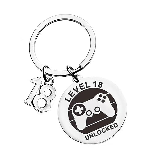 SLIVERBA Llavero para 18 CumpleañOs, Regalos para NiñOs, Llavero de 18 CumpleañOs, Regalo para NiñAs/NiñOs, Mejores Amigos, Hijos E Hijas, Acero Inoxidable,Silvery