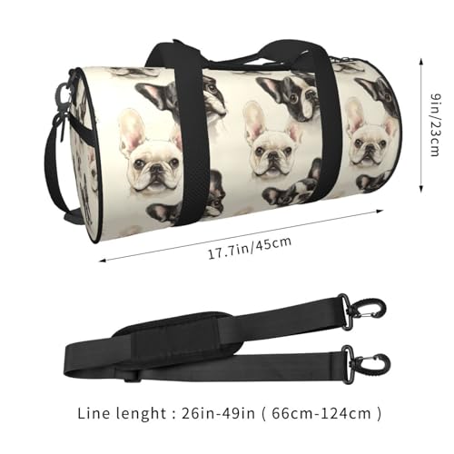 Cute French Bulldog 1 Print Travel Duffle Bag, Sports Gym Bags for Women Men, Carry On Weekender Overnight Personal Item Travel Bags2