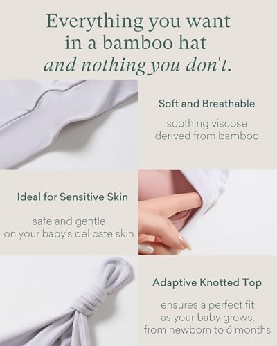 Supersoft Baby Hats 0-6 Months, Bamboo Viscose Infant Newborn Beanies for Girls Boys Hospital Hat 6 Pack4
