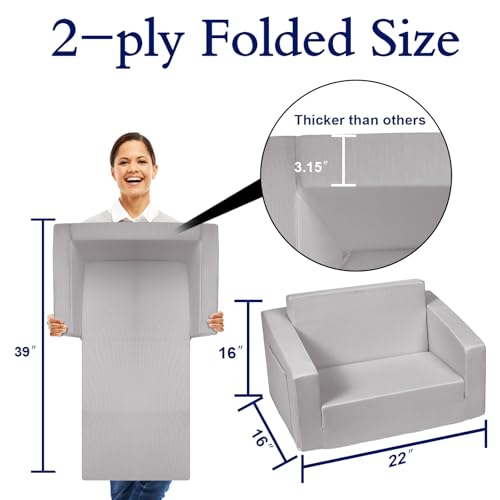 Fccabin ETSF-001 Foldable Kids Couch, 2-In-1 Kids Sofa Fold Out Couch & Bed Kids Recliner thumb #1