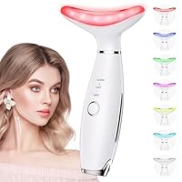 Dopsikn 7 Color Galvanic Machines - Red Light Therapy for Face and Neck, Face Massager Tool for Wrinkles, Double Chin, Vibrating Facial Massager with Thermals, White