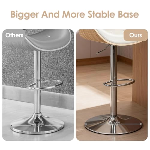 Image of Adjustable Swivel Bar Stools Chair,Counter Height Bar Stools with Back,350 LBS PU Leather Bar Stool for Kitchen Island,Upholstered Pub Stools with Footrest (Grey, Set of 5)