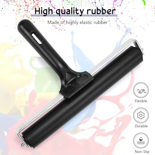 LPAMABA 20cm Gummiwalzen Gummi Malerwalze Farbwalze Farbroller Linolfarbwalze Linoldruck Walzen Kleberwalze Gummiroller Maler Andrückroller Brayer Roller Linoldruck Tintenfarbblock Blockdruck
