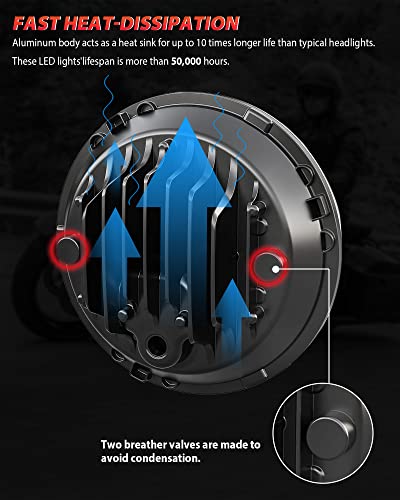 Xpctd H771SET 7 Inch Motorcycle Led Headlight 4.5 Inch Fog Passing Lamps Dot Kit Compatible With Harley Davidson Street Glide Road King Electra Glide Fatboy Ultra Classic Heritage Softail Slim Deluxe thumb #6