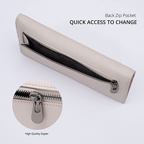 Image of Alldaily Ultra Slim Thin Women Wallet RFID Blocking Credit Card Holder Bifold Long Ladies Billfold (Light Grey)