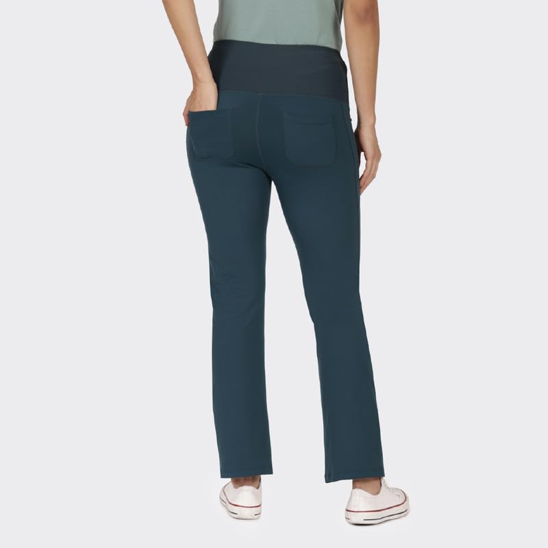 Image of BlissClub Ultimate Flare Pants for Women Upto 5'4 ft | Ribbed Waistband, 4 Pockets | High Waist Trousers and Formal Pants for Office wear