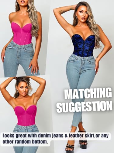 Image of ChiaoLezhee Heart Corset Top For Women, Sexy Concert Outfits Going Out, Strapless Crop Top, Overbust Bustier