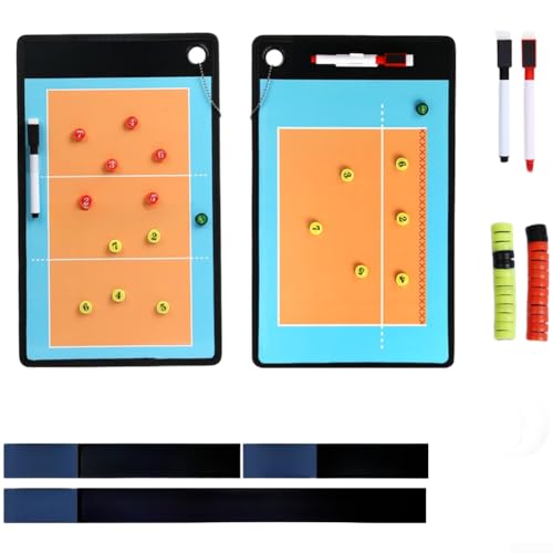 Tableau tactique magnétique portable pour football, basket-ball, volley-ball, réutilisable pour entraîneur, planificateur stratégique, avec gommes, bleu glacier, 38 x 23 cm (rang)