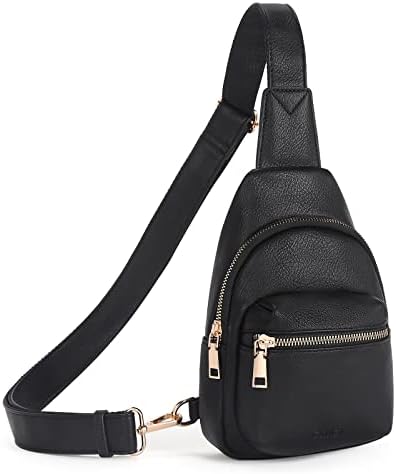 CLUCI Small Sling Bag for Women, Crossbody Vegan Leather Large Sling Backpack, PU Leather Crossbody Bags Chest Bag with Guitar Strap