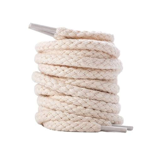コットンシューレース 7mm ラウンドシューレース スニーカー用 100/120/140/160/180 CM シューストリング(Beige,140cm)