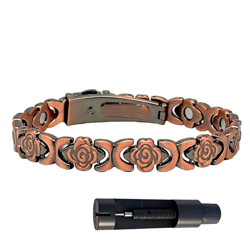 Conjunto de pulsera floral: cierre magnético ajustable, diseño inspirado en rosas, comodidad para la muñeca, accesorio simbólico para parejas | Para parejas mujeres madres padres profesores có