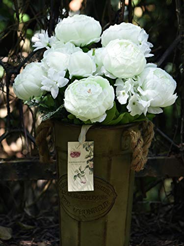 Image of FiveSeasonStuff Vintage Artificial Peonies Silk Peony Flowers and Hydrangeas for Wedding Bridal Home Decor - Beautiful Floral Centerpiece Arrangement Decoration with 2 Bouquets (Ivory White)