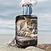 QSMBNET Travel Luggage Cover Cat Sleeping Spandex Suitcase Protector Washable Baggage Covers Fashion Elastic Scratch-Resistant Luggage Cover Protector Fits 18-32 Inch Luggage