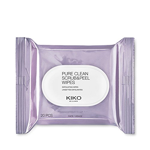 KIKO MILANO - Makeup Remover Pure Clean Scrub & Peel 2-sided Makeup Wipes | 20x Wet Face Wipes that both Exfoliate and Refresh the Face, 2-in-1 | Cruelty Free & Hypoallergenic | Made in Italy