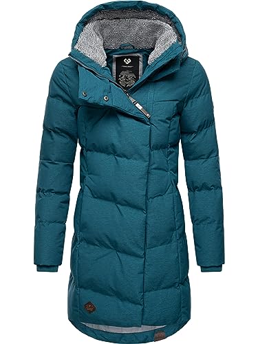 Ragwear wasserdichter Damen Wintermantel warmer Steppmantel lang mit Kapuze Pavla Intl Deep Ocean23 Gr. M