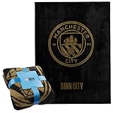 Manchester City F.C. Fleecedecke, weiche Fussball Kuscheldecke 125 x 150 cm (Schwarz)