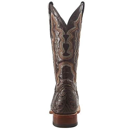 Women's Embossed Floral Hand Tool in Chocolate Brown Cowgirl Boots4