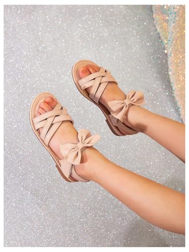 GORGLITTER Girl's Criss Cross Strappy Bow Cute Flat Sandals Open Toe Backstrap Vacation Flats2