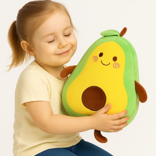 Image of Avocado Plush Toy for Kids - 35CM Ultra-Soft Huggable Stuffed Animal Pillow | Cute Fruit Plushie for Babies, Toddlers, Boys & Girls | Birthday Gift, Home Decor (Green)