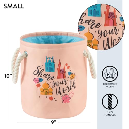 Image of Disney Princess 3 Piece Fabric Storage Basket Set, Nestable Toy Storage Bins with Rope Handles, Kids Bedroom & Nursery Organizer