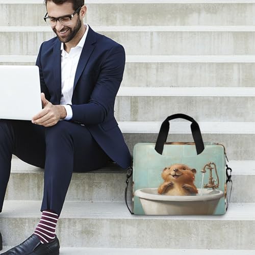Maletín portátil para laptop 15.6 pulgadas amarillo con diseño de castor miniatura 2