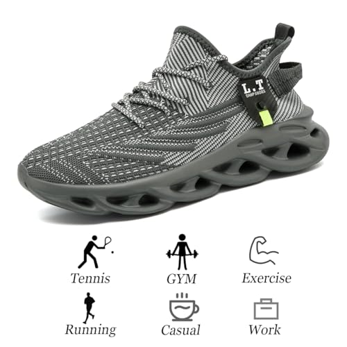 Image of Mens Running Shoes Gym Slip on Sneakers Non Slip Walking Tennis Sports Work Athletic Workout Casual Lightweight Breathable Fashion