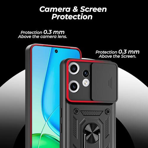 Image of A rtistque Armor Bumper Back Case Cover for Nothing CMF Phone 2 Pro 5G | Stylish Ring Holder & Inbuilt Stand | Sliding Camera Cover | TPU Protective Design | Nothing CMF 2 Pro Back Cover - Black