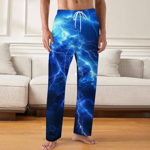 Blue Thundering Dragon Mens Pajama Pants Print Lounge Pant PJ Bottoms Sleepwear Loungewear2