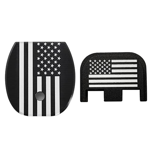 Cool Hand US Flag Slide Back Plate and Magazine Floor Plate for Glock, Fits Most Glock Models Gen 1-5, Pistol 9x19mm, American Flag Logo
