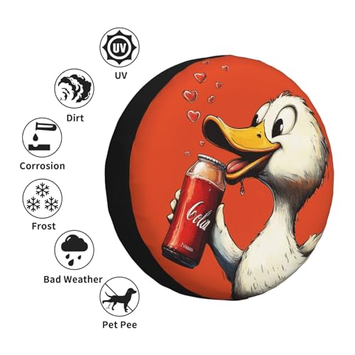 Image of Cute Duck Spare Tire Cover Universal Wheel Tire Cover Funny Cartoon Duck Tire Protectors for Travel Trailer Rv SUV Truck Camper and Many Vehicle 16 Inch