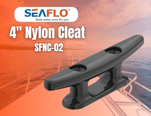 SEAFLO 4\" Boat Cleat Black Nylon Dock Cleat Kayak Cleat(4\", 4-Pack)