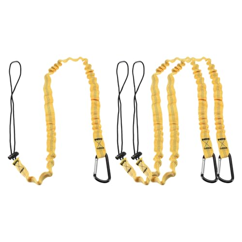 Image of MECCANIXITY Retractable Tool Lanyard 3.6ft with Single Aluminum Buckle and Adjustable Loop End, Maximum Weight Limit 10KG / 22lb, Safety Fall Protection Tools Leash, Yellow 3 Pack