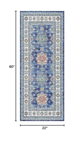 Tapete decorativo azul 1'10" x 5' Runner miniatura 3