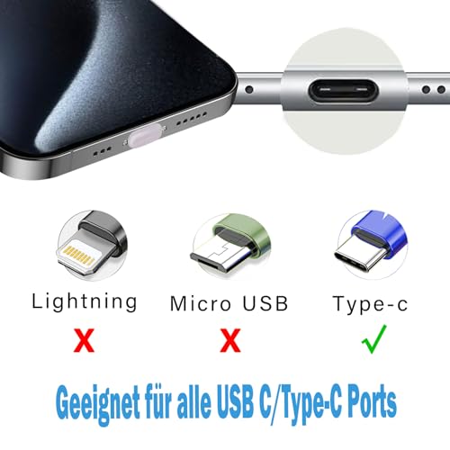 NEODTX USB C Staubschutz Stöpsel 12 Pcs SilikonhüLle USB 3.1 Typ C Port Für Meiste Typ-C Handy Tablet Zubehör iPhone 15 16 pro max Google Samsung Galaxy Xiaomi Redmi Motorola Schutzkappe (Transparent)