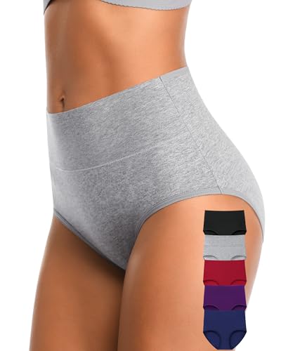 Image of CULAYII Tummy Control Underwear Womens High Waisted Cotton Panties Breathable Full Coverage Postpartum Ladies Briefs